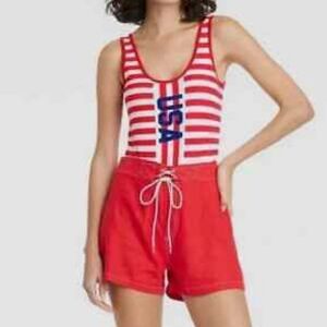 IML USA Red and White Striped Bodysuit Size Small